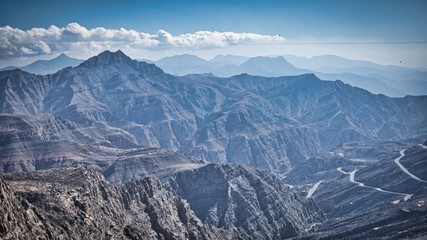 Jabal Jais the highest mountain in the UAE, midday