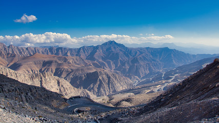 Jabal Jais the highest mountain in the UAE, midday
