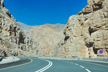 Jabal Jais the highest mountain in the UAE, midday
