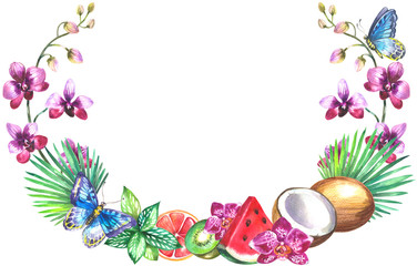 Tropical flowers wreath