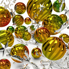 white background with colorful 3d glass marbles