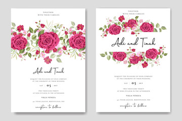 elegant wedding card design with beautiful roses wreath template