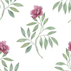 Seamless watercolor flowers pattern. Hand painted flowers. Flower pattern for design. Seamless floral pattern. Drawn flowers for packaging, wallpaper, fabric.  Botanical seamless pattern.