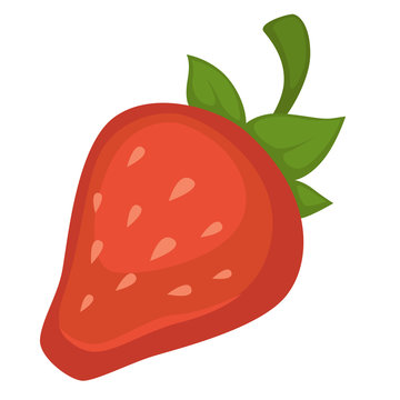 Strawberry with green leaf berry ripe fruit vector