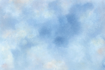 Naklejka na ściany i meble Clouds painted with watercolor. Abstract watercolor background. Hand painted illustration. Watercolor texture on paper close up. Clouds for background.