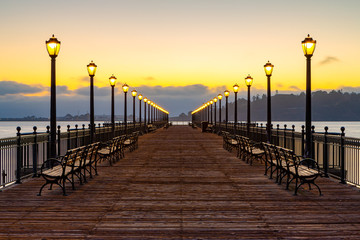 Pier 7 is a leading dock into the sea in the Embarcadero, San Francisco, California, USA	