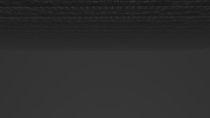 Obraz premium Abstract 3d rendering of chaotic cubes. Flying shapes in empty space. Dynamic background with bokeh, depth of field effect. Design for poster, banner, placard