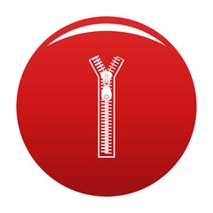 Half opened zip icon. Simple illustration of half opened zip vector icon for any design red