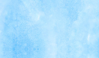 Aquarelle painted paper textured canvas for vintage design, invitation card, template. Blue sky shades color watercolor illustration, creative background, smeared light turquoise frame