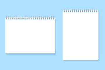 two notebooks of different sizes placed on a blue background