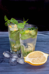 Refreshing cocktail with lemon and mint