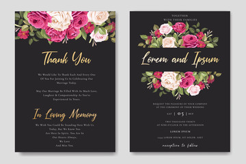 elegant wedding card design with beautiful roses wreath template