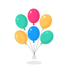 Helium air balloon, balls isolated on background. Happy birthday, party concept. Vector flat design