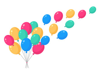 Obraz na płótnie Canvas Helium air balloon, balls isolated on background. Happy birthday, party concept. Vector flat design