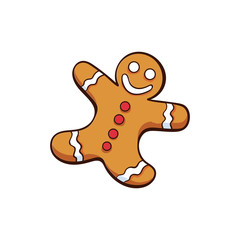 Christmas or New Year gingerbread isolated vector illustration. Freehand food decor for winter holidays on white background