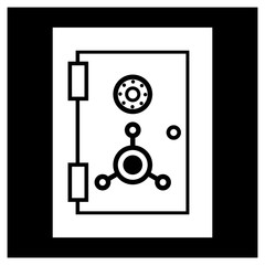 Personal safe icon. A flat, black and white image of a device for keeping documents and valuables safe.