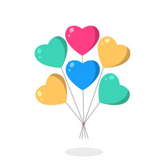 Fototapeta na wymiar Helium air balloon, heart balls isolated on background. Happy birthday, party concept. Vector flat design