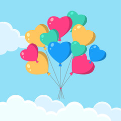 Obraz na płótnie Canvas Helium air balloon, heart balls isolated on background. Happy birthday, party concept. Vector flat design