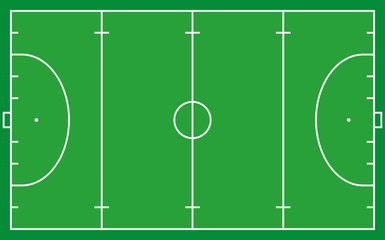 Frontal view of hockey field. Geometric and flat.
