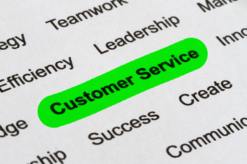 Fototapeta premium Customer Service Business Buzzwords, Highlighted on White Paper - Customer Service
