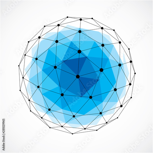Vector Dimensional Wireframe Low Poly Object Blue Spherical