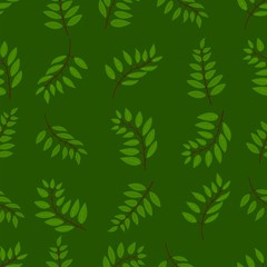 Pattern with rowan leaves background vector illustration. Green color. Nature. Can be used as gift wrapping