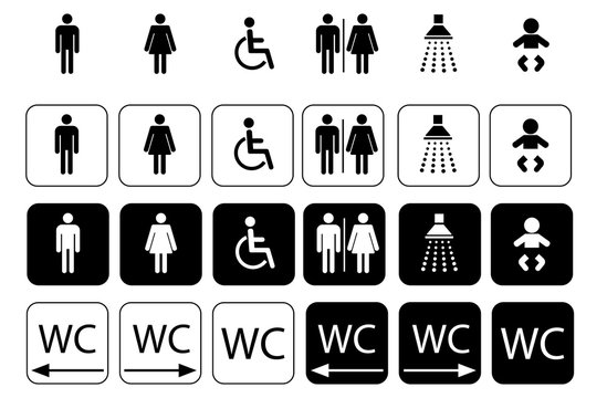  Wc Symbols For Toilet Sign, Toilet Icon Set -