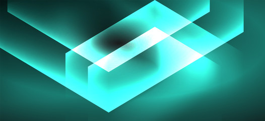 Neon color hexagon shapes, lines on black background. Modern template for web backdrop design. Abstract geometric frame