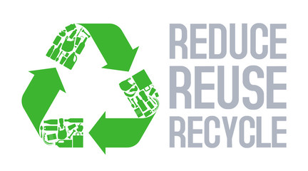 Recycle sign with Reduce reuse recycle slogan vector.