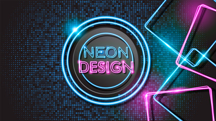 Obraz premium Abstract Glowing Neon Black Background Design