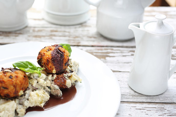 Meatballs .Vegetarian meatballs for parsley puree. Vegetable dinner dish.