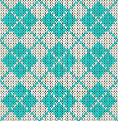 Knitting classic geometric pattern. Knitted realistic seamless background, texture. Vector seamless background for banner, site, greeting card, wallpaper. Vector Illustration.