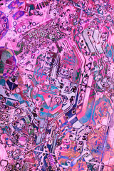 Computer Electronic Microcircuit Motherboard Detail Multicolored Background