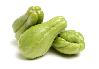 Chayote on white background
