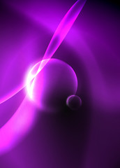 Dark space with shiny neon light motion waves. Abstract concept graphic element. Vector neon background. Technology background