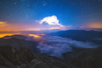 Fototapeta na wymiar Electric storm captured from the summit of mount Olympus