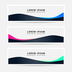 Fototapeta premium Collection Geometric Horizontal Business Banner set vector template. Clean wavy abstract background layout for website design. EPS10 VECTOR.