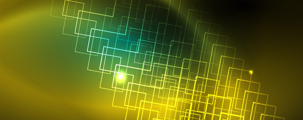 Obraz premium Shiny glowing design background, neon style lines, technology concept, vector