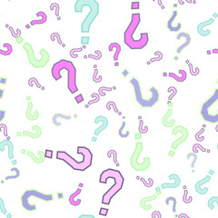Quiz seamless pattern. Question marks, doubt, faq