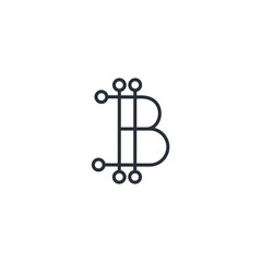 Electronic сryptocurrency  Bitcoin. Vector linear icon, white background.