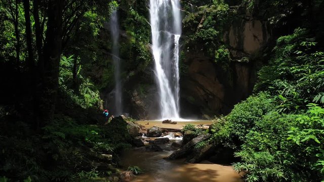 Aerial view Mok Fah waterfall in Chiangmai, Thailand.