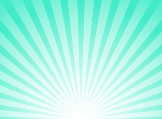 Sunlight horizontal background. Bright turquoise color burst background. Vector illustration.