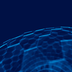 Multilayer sphere of honeycombs. Futuristic blue hexagon background. Futuristic honeycomb concept. Pattern for wallpaper design.Big data digital background.