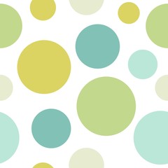 Seamless abstract pattern of circles of different tint and hue of green and turquoise color.