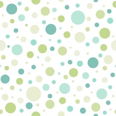 Seamless abstract pattern of circles of different tint and hue of green and turquoise color.
