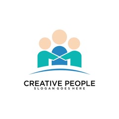 Creative people logo design template icon
