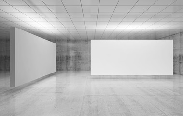 3d empty interior, two white blank posters