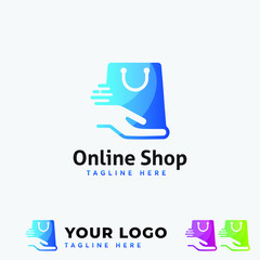 fast delivery shopping bag logo template