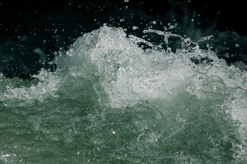 Splashes of water from the waves in the sea