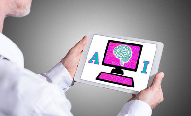 Artificial intelligence concept on a tablet